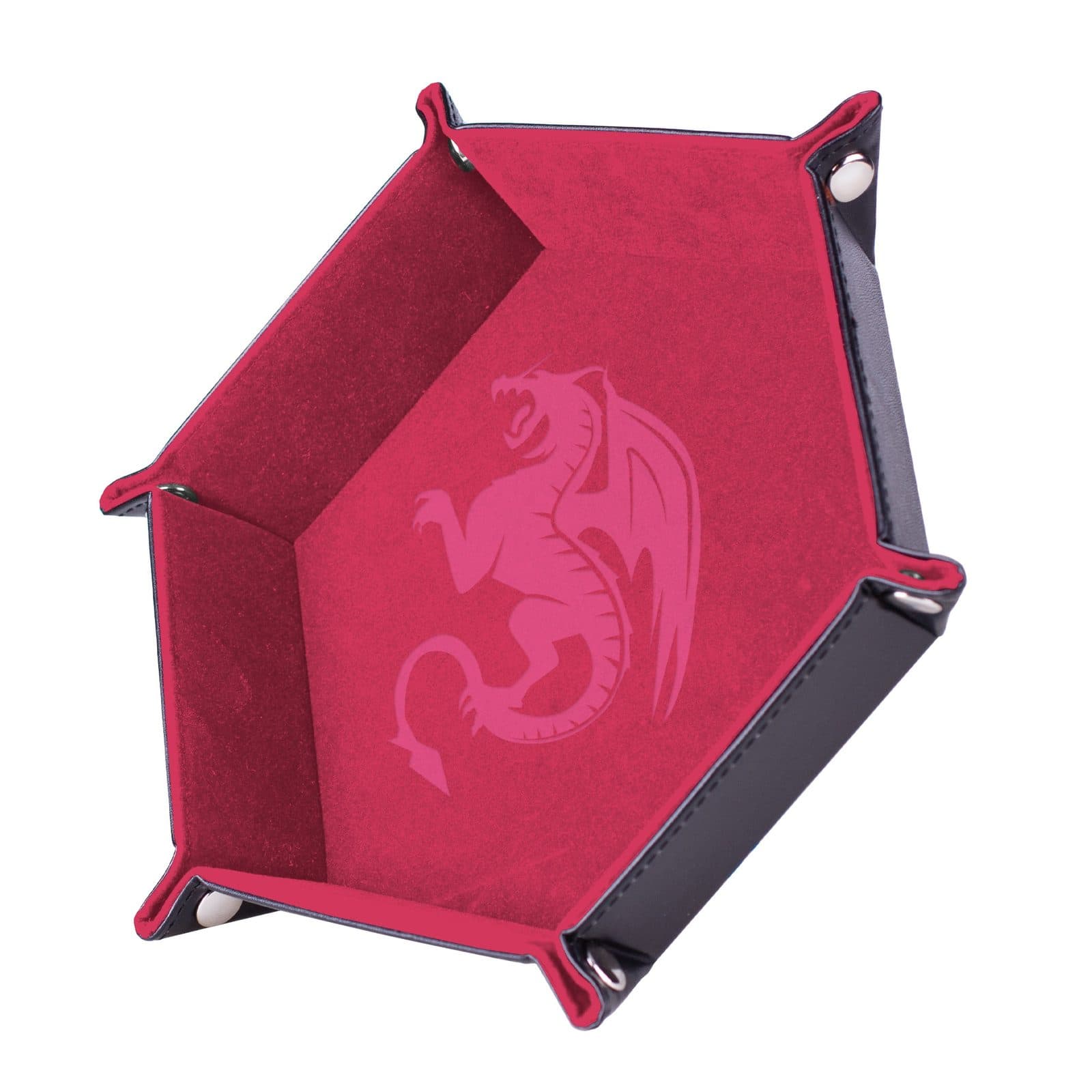 EPIC FORGE Dice tray - Pink Dragon - 19 x 19 cm - Velvet and Leather - Trade Invaders 3701625902645