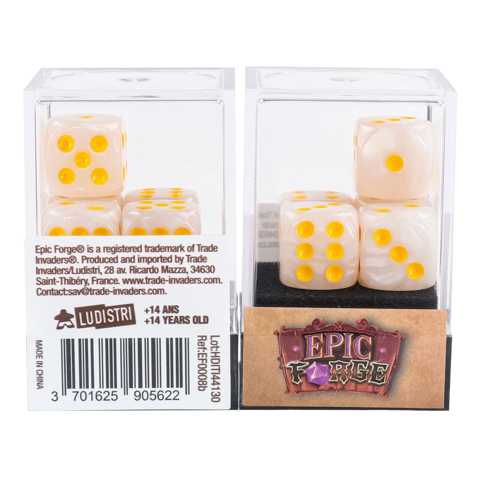 EPIC FORGE 5 dices pack - White Pearl - Trade Invaders 3701625905622