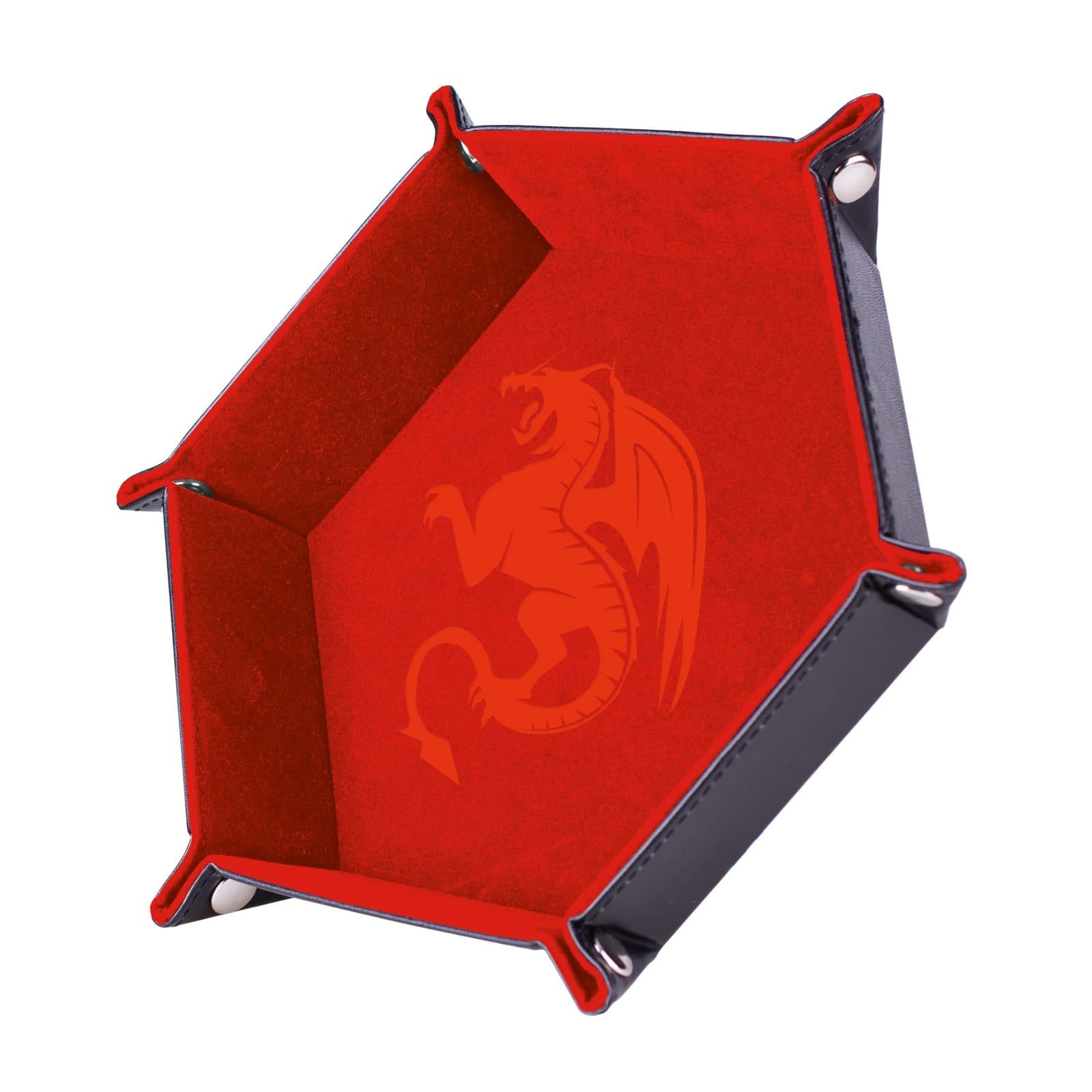 EPIC FORGE Dice tray - Red Dragon - 19 x 19 cm - Velvet and Leather - Trade Invaders 3701625906063
