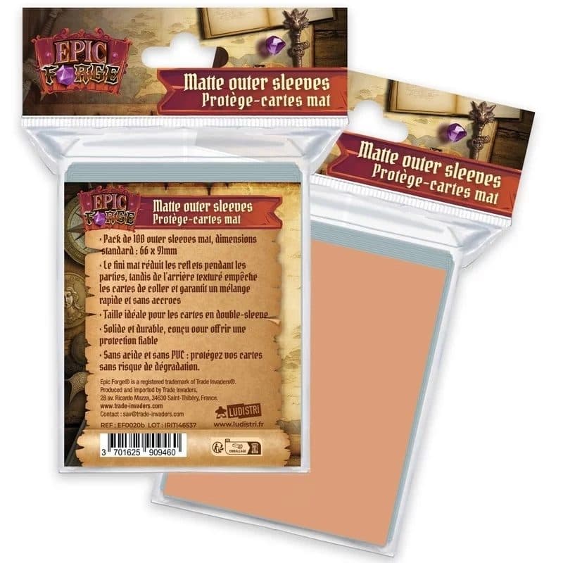 EPIC FORGE Outer sleeves Mat (66*91 mm) x100 (100 microns) - ARANCIONE CHIARO - Trade Invaders 3701625909460
