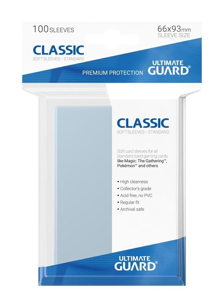 ULTIMATE GUARD Classic Soft Sleeves Standard Size Transparent (100) - 4260250071014