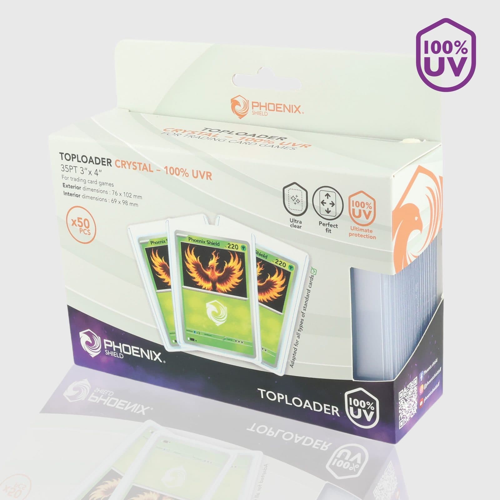 PHOENIX SHIELD Toploaders 35pt 3"X4" (X 50) Cristal 100% UVR (Clear) - 5412128692077