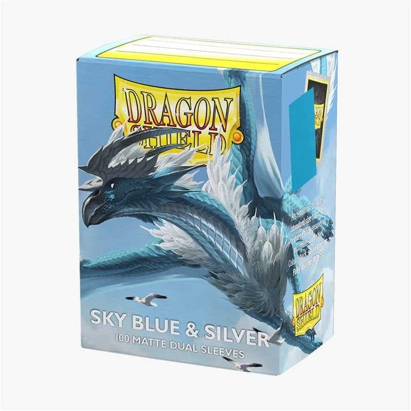 DRAGON SHIELD Dual Matte Sleeves - Sky Blue & Silver (100 Sleeves) - 5706569150747